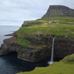 A famous tourist waterfall with a long drop at Gasaladur